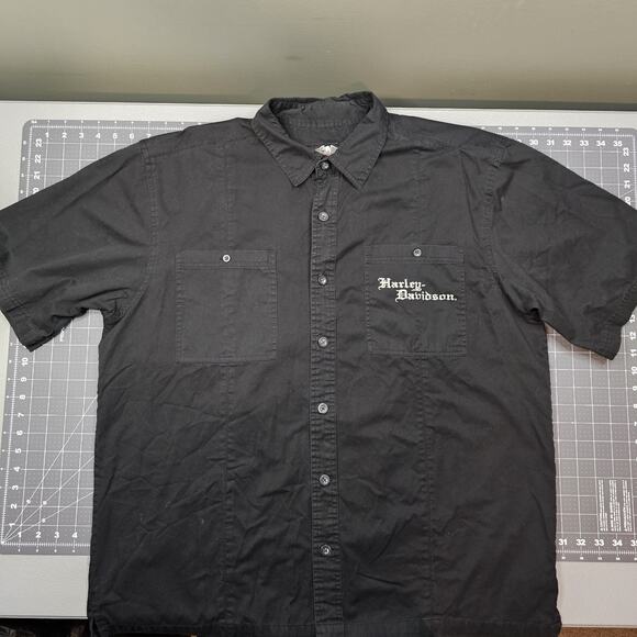 Harley Davidson Shirt XL Biker Skull Mechanic Racing Retro Short Sleeve Work - Picture 2 of 11